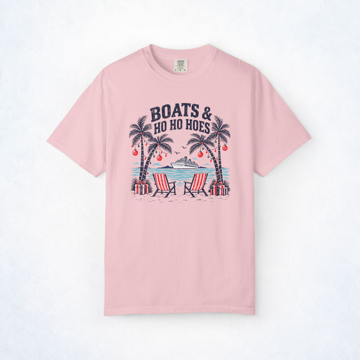 Boats & Ho Ho Hoes Tropical Christmas Cruise Tee