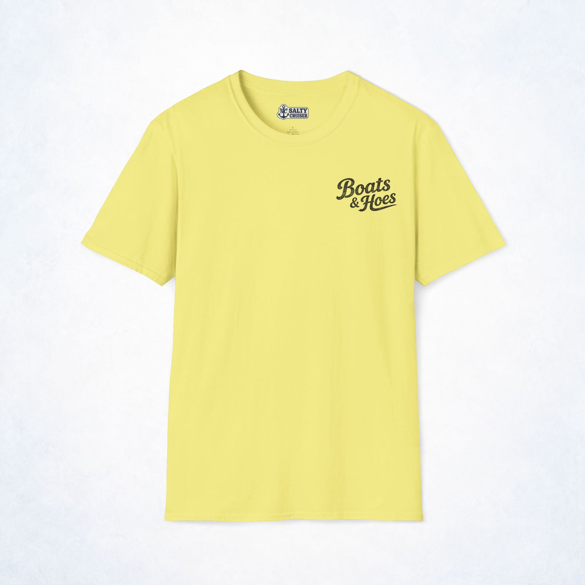 Boats & Hoes Retro Sunset Pontoon Front & Back Tee