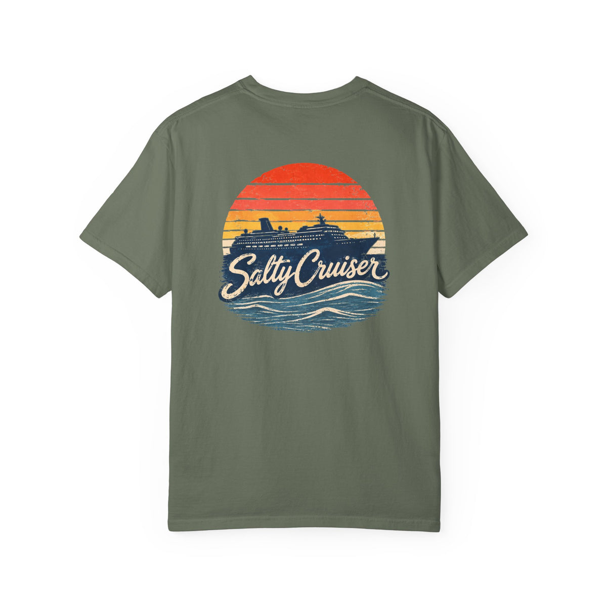 Salty Cruiser Sunset Cruise Front and Back Tee