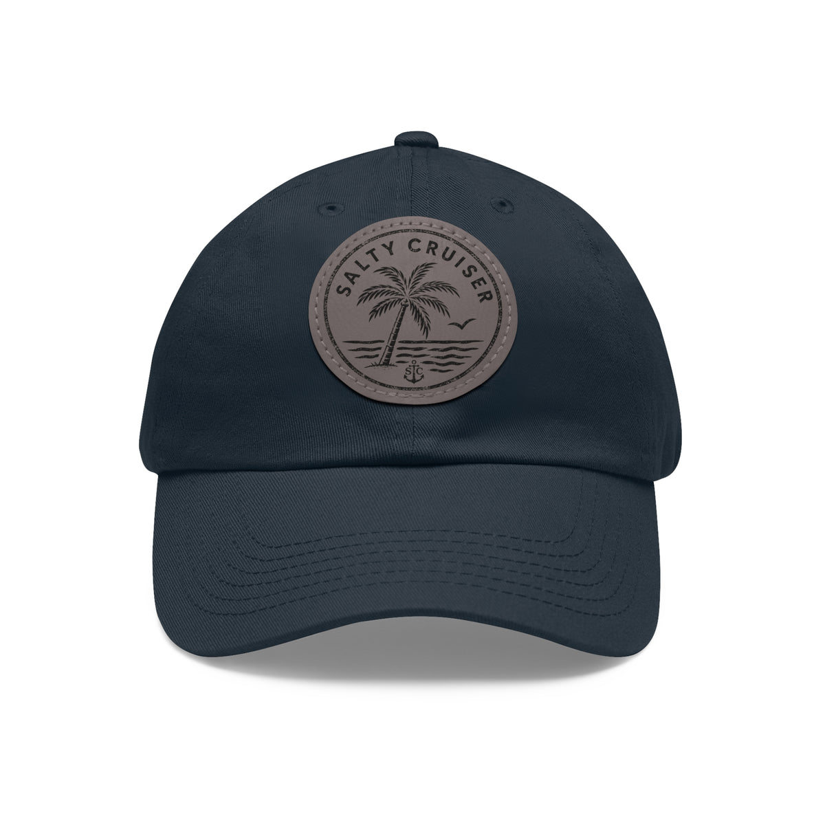 Salty Cruiser Coastal Palm Leather Patch Dad Hat