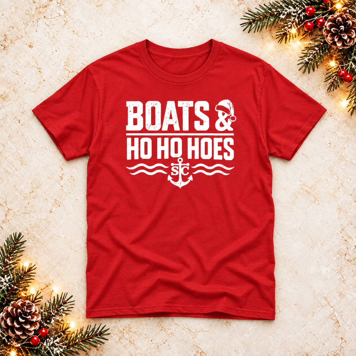 Boats & Ho Ho Hoes Christmas Cruise Tee