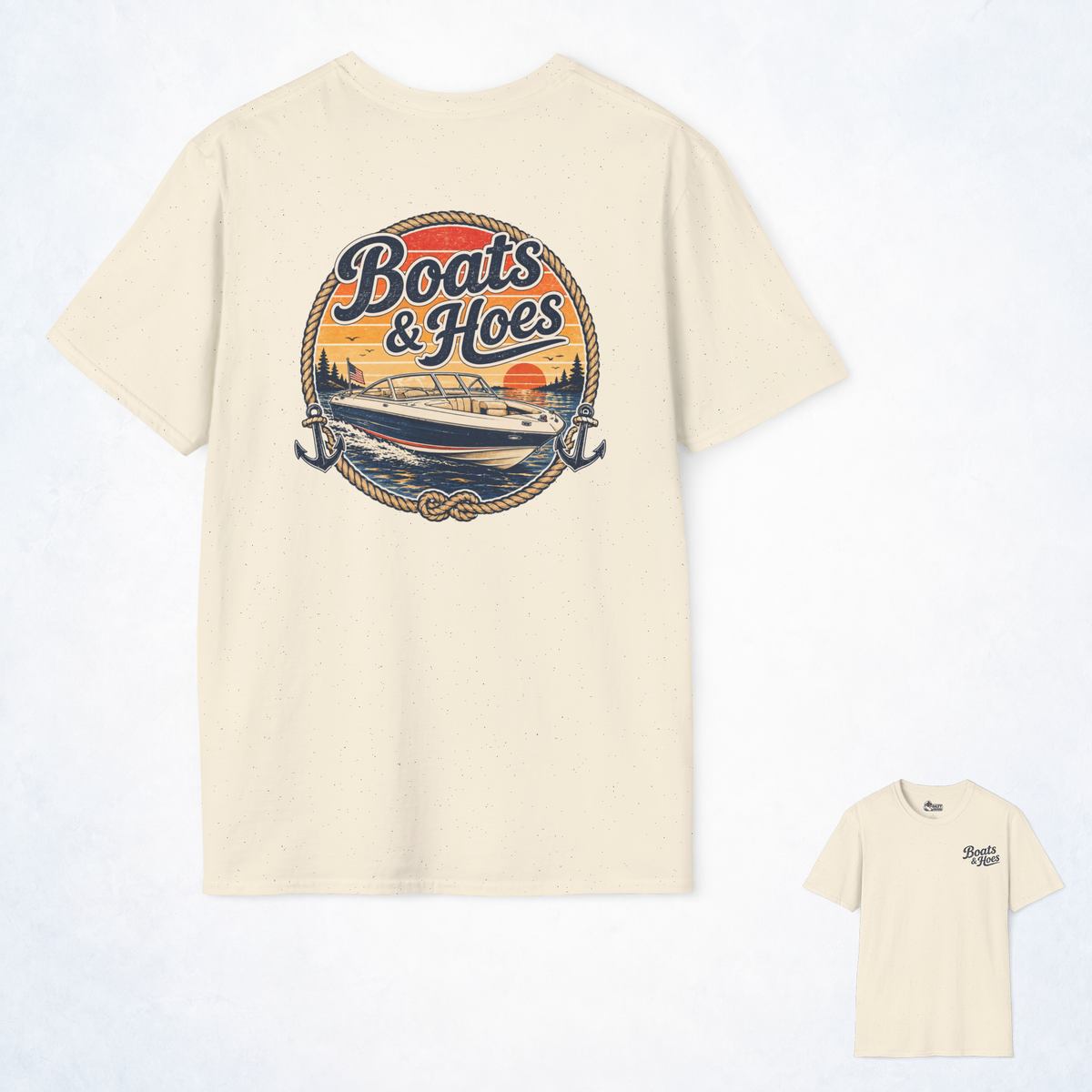 Boats and Hoes Speedboat Front and Back Tee