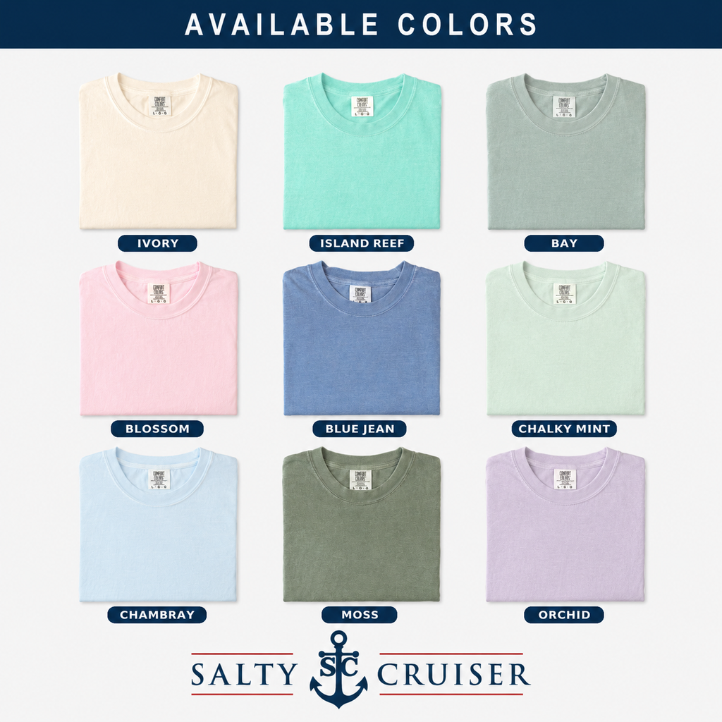Salty Cruiser Sunset Cruise Front and Back Tee