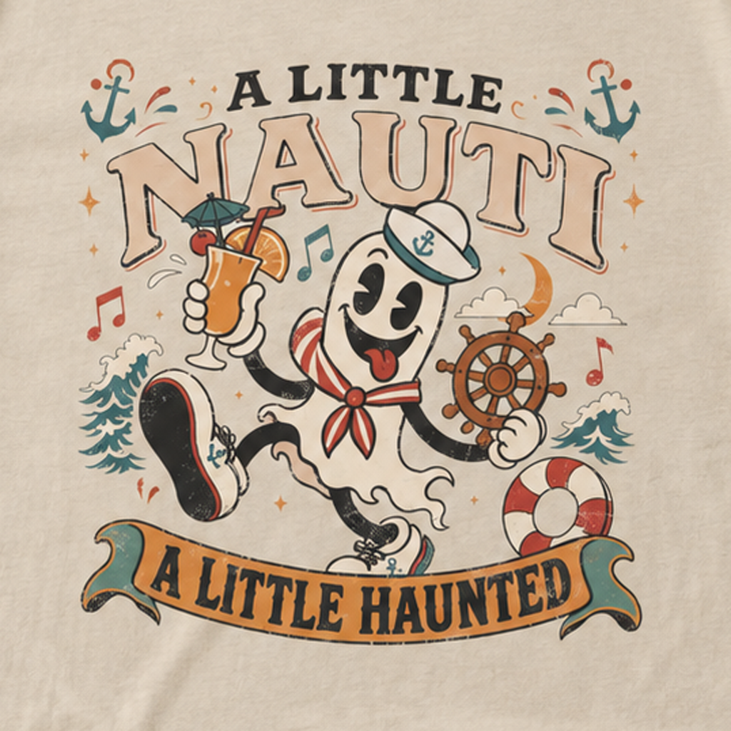 A Little Nauti A Little Haunted Ghost Sailor Cruise Tee