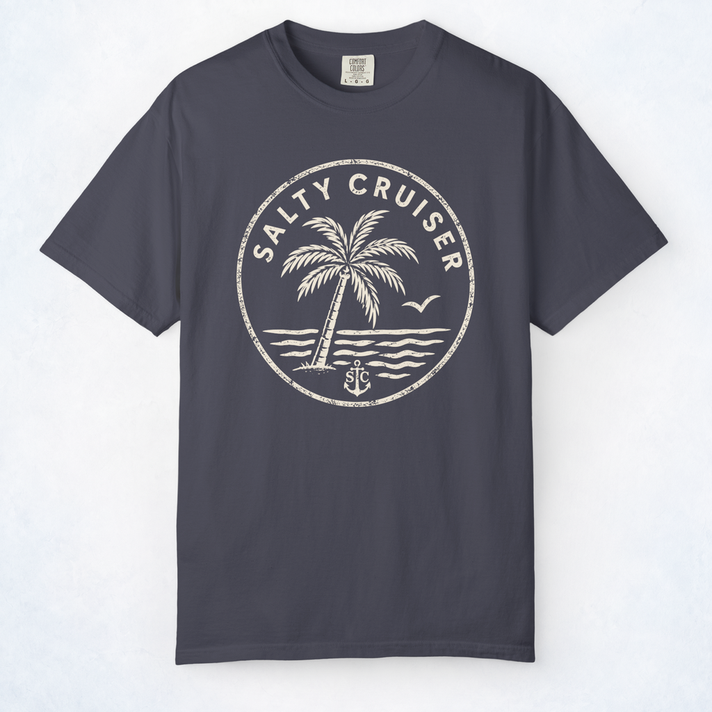 Salty Cruiser Coastal Palm Badge Tee