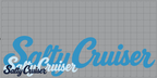 Salty Cruiser script decal size comparison on a cutting mat